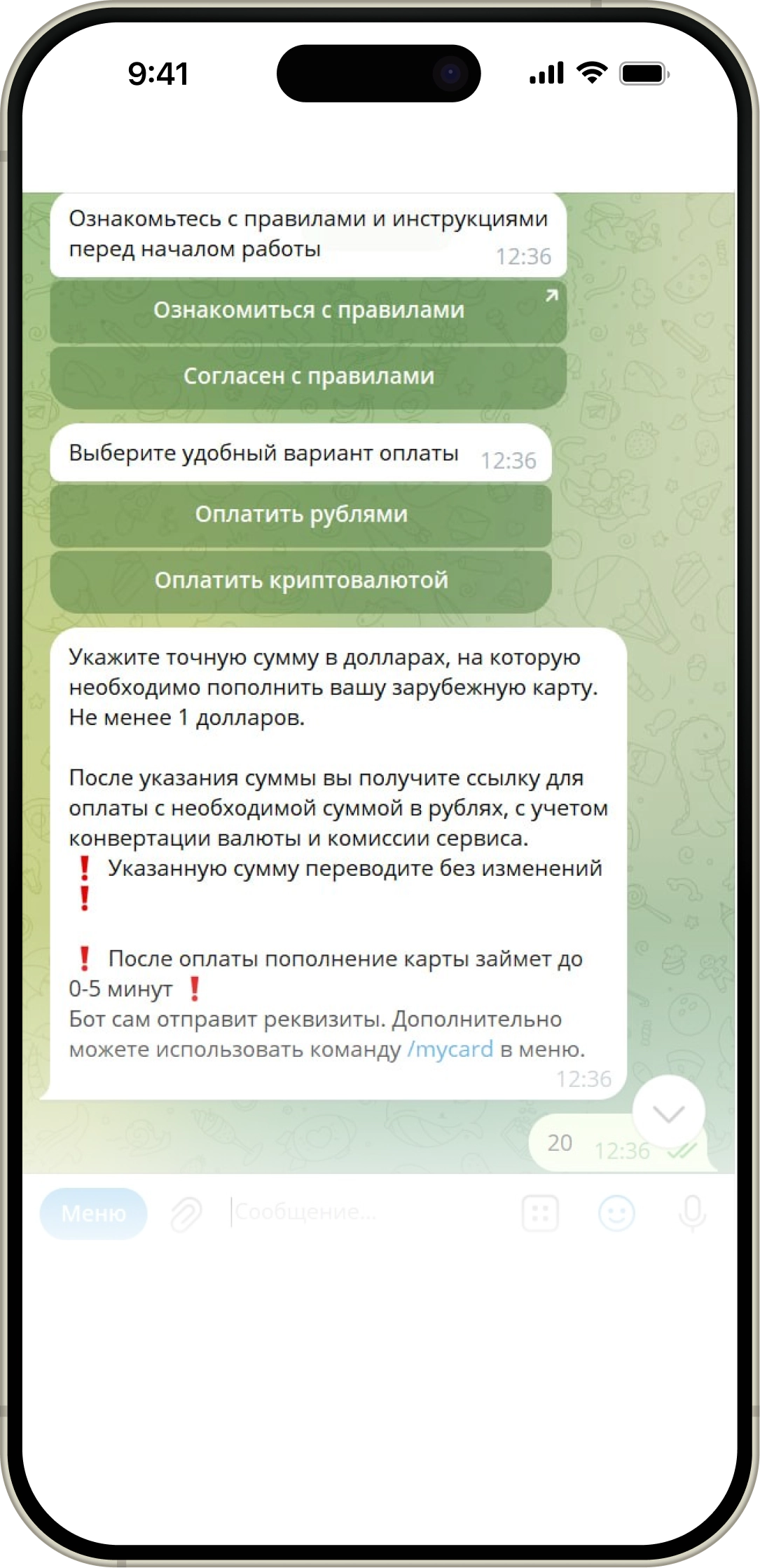 Экран с выпущенной картой